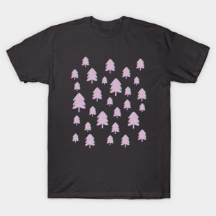 Pink Leopard Print Christmas Tree Pattern on Green T-Shirt
